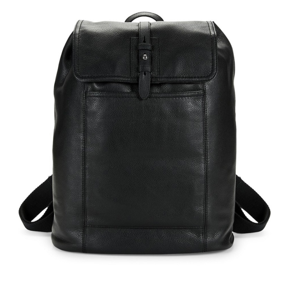 Classic Cole Haan Pebbled Leather Backpack, Black. Padded interior. Orig. $398